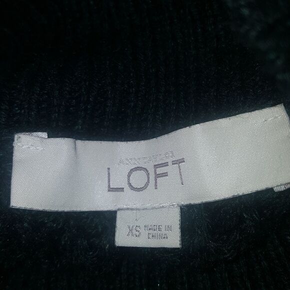 LOFT Open Knit Turtleneck Long Sleeve Poncho Sweater - Picture 7 of 8